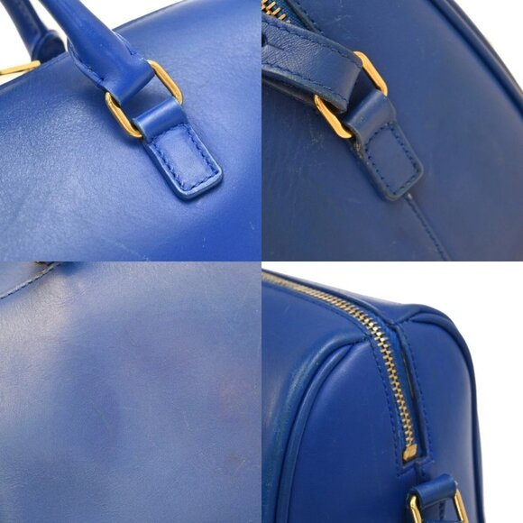 SAINT LAURENT Logo Baby Duffle 2Way Shoulder Hand Bag Leather Blue GHW 77EE942 - Picture 10 of 15